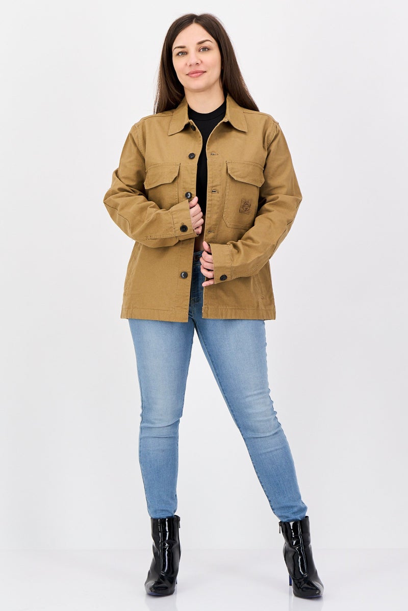 SALSA Women Solid  Long Sleeve Jacket Shirt, Brown - Image 3